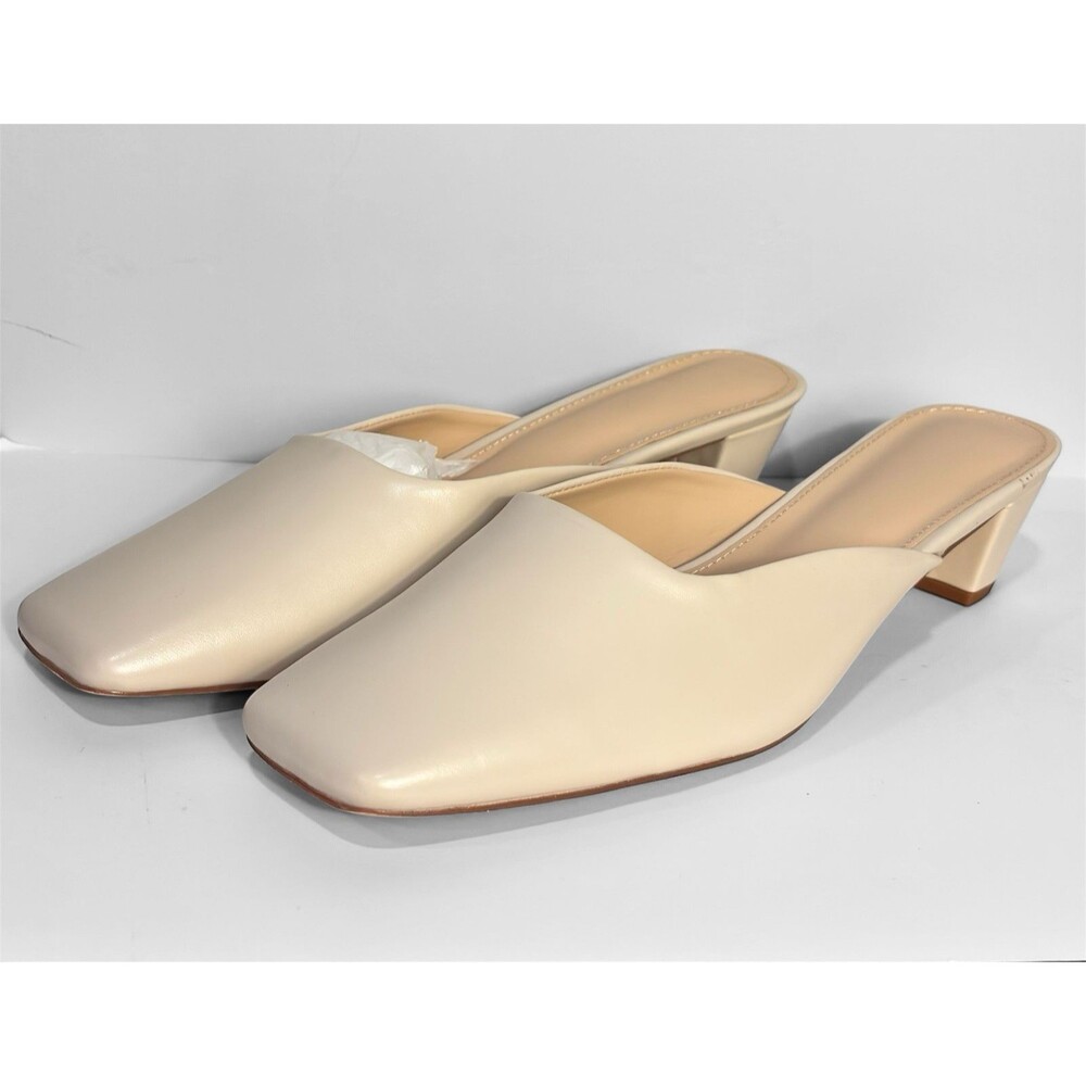 Classic Cream Low Block Heel Mules